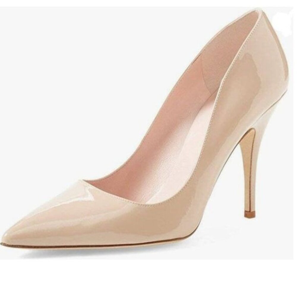 YDN Nude Pointed Closed Toe High Heel Pumps Slip on Stilettos Slide Dress Shoes